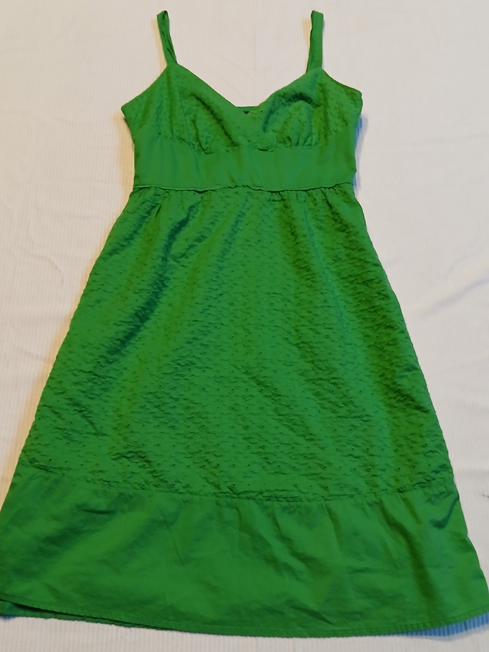 a.n.a. Fit And Flare Dress Size 6 Floral Green Sleeveless Dress With Eyelet Lace